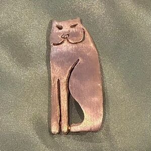 Gold Tone Cat Brooch